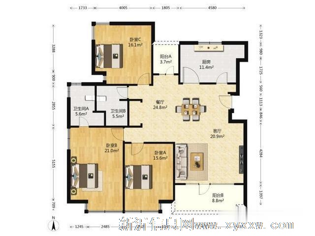 阳光凯旋城4室2厅2卫,随时看房